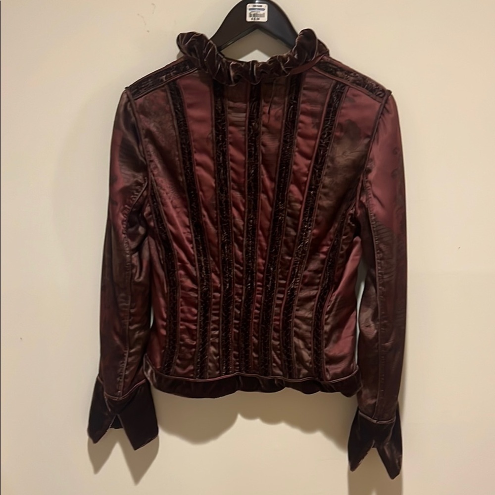 Reversible Elegant Brown Velvet and Burgundy Blazer size 10 EUC Elie Tahari RARE - Picture 2 of 16